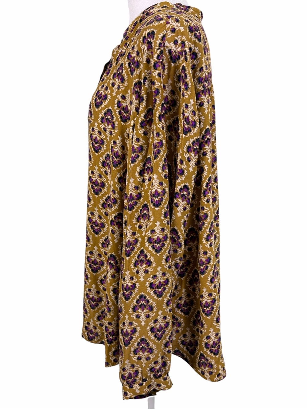 J.Jill Mustard Purple Floral Rayon Button Tunic Estimated XL - Picture 6 of 12
